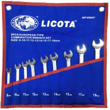 Набор комбинированных ключей 8-19 мм 9 предметов (AWT-ERSK07) LICOTA