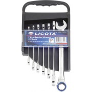 Набор ключей трещоточных комбинированных 72 зуба 8-19 мм, 7 предметов на пластиковом держателе LICOTA (ARW-11MK06)